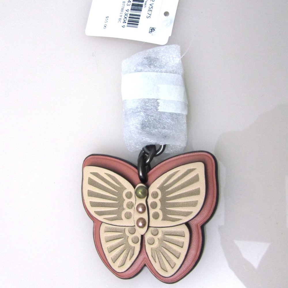 COACH 🦋 Butterfly 🦋 Pink Leather Bag Charm NWT RETAIL MODEL - Picture 1 of 5